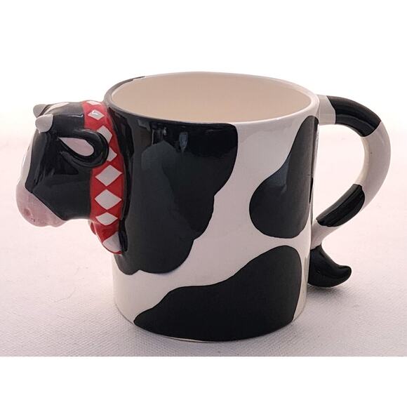 MUG-RUSS-Black & White Cow-3-D Design-Whimsical-Farm Animal-Holds 12 oz - Picture 7 of 14